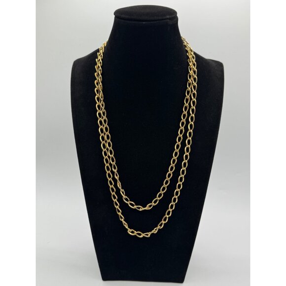 Vintage Monet 54" Length Gold Tone Textured Chain Necklace - Picture 1 of 4